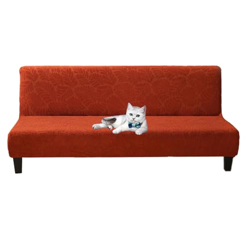 OwkHome Waschbarer Sofabezug Ohne Armlehnen, Universeller Stretch-Schonbezug for Futon Und Couch(Orange,Large) von OwkHome