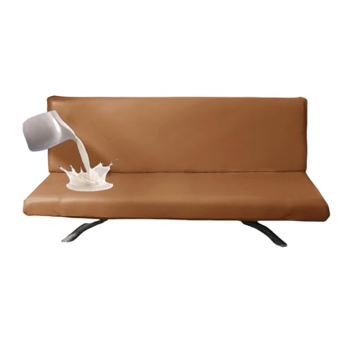 OwkHome Wasserabweisender Futonbezug Ohne Armlehnen – Schonbezug Aus PU-Leder for Schutz des Schlafsofas(Orange,Large) von OwkHome