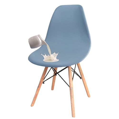 OwkHome Wasserabweisendes Stuhlhussen-Set Ohne Armlehnen, Stretch-Spandex-Bezug for Esszimmerstühle Im Mid-Century-Modern-Stil(Blue,Set of 4) von OwkHome