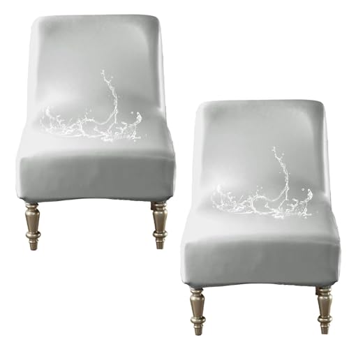 OwkHome Wasserabweisendes Stuhlhussenset Ohne Armlehnen for Schutz Der Möbel(Silver) von OwkHome