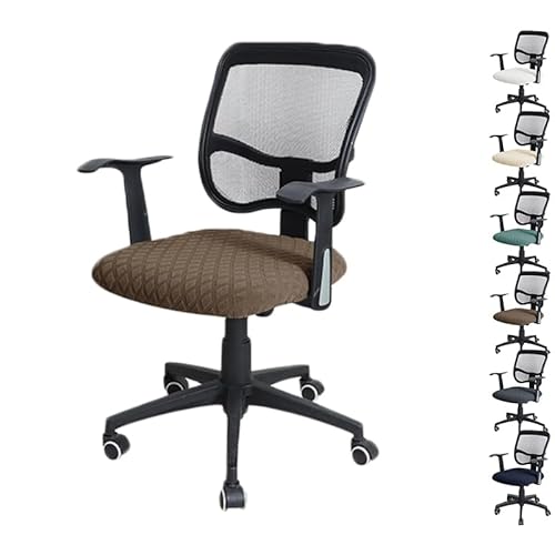 OwkHome Wasserdichter Bürostuhlbezug Mit Rauten-Jacquardmuster, Stretch-Spaltschutz for Drehstühle(Curry 1pcs) von OwkHome