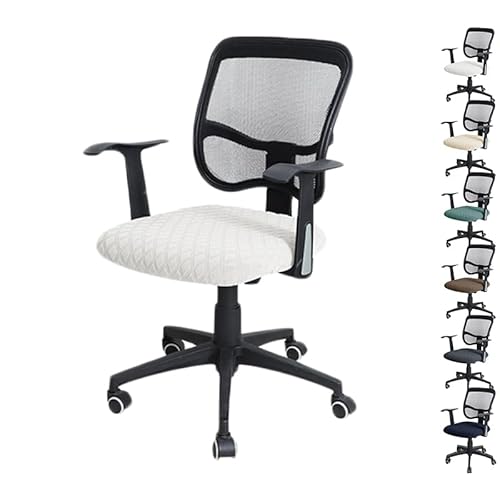 OwkHome Wasserdichter Bürostuhlbezug Mit Rauten-Jacquardmuster, Stretch-Spaltschutz for Drehstühle(White 1pcs) von OwkHome