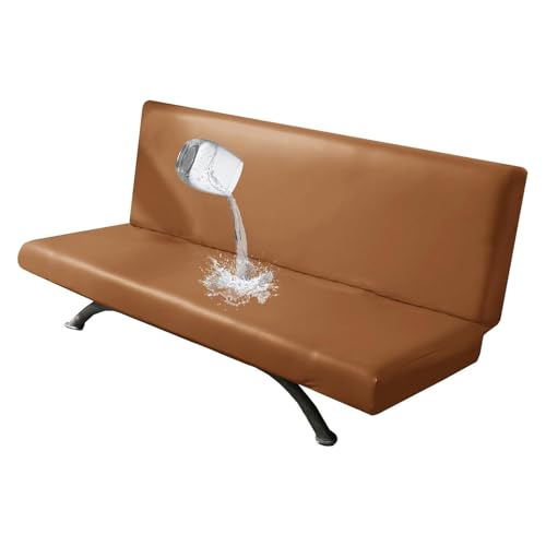 OwkHome Wasserdichter Futonbezug Ohne Armlehnen, Sofabezug Aus Kunstleder for Klappsofas(Orange,Medium) von OwkHome