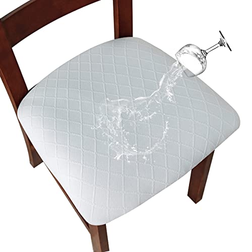 OwkHome Wasserdichter Sitzbezug for Esszimmerstühle, Elastischer, Passgenauer Schutz Mit Schneller Installation, Abnehmbarer, Waschbarer Schonbezug(White,2 PCS) von OwkHome