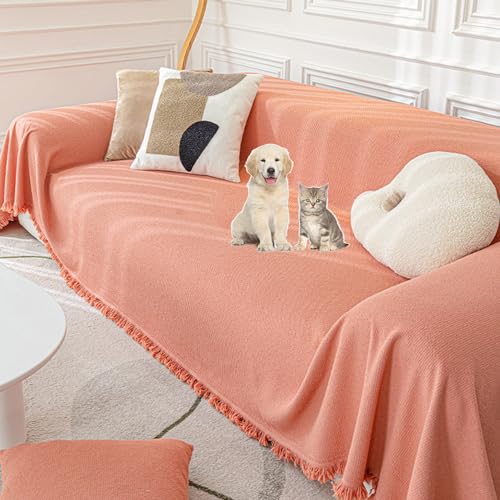 OwkHome Wasserdichter Sofabezug Aus Chenille, rutschfest, Haustierfreundlich, Möbelschutz(Orange,180 * 230cm/71 * 90.5in) von OwkHome