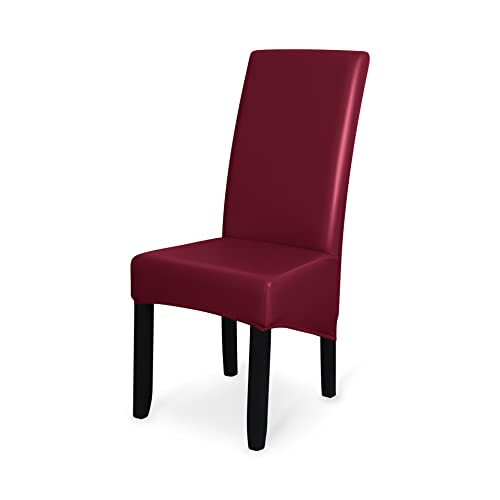 OwkHome Wasserdichter Stretch-Stuhlbezug Parson, 2er-Set, Schonbezug Aus PU-Leder(Wine Red) von OwkHome