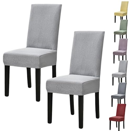 OwkHome Wasserdichter Stuhlbezug for Parson-Stuhl – Dicker Jacquard-Stretchbezug for Esszimmer, Hotel, Restaurant(Light Gray 2pcs) von OwkHome