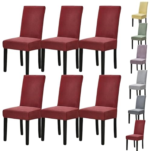 OwkHome Wasserdichter Stuhlbezug for Parson-Stuhl – Dicker Jacquard-Stretchbezug for Esszimmer, Hotel, Restaurant(Red 6pcs) von OwkHome