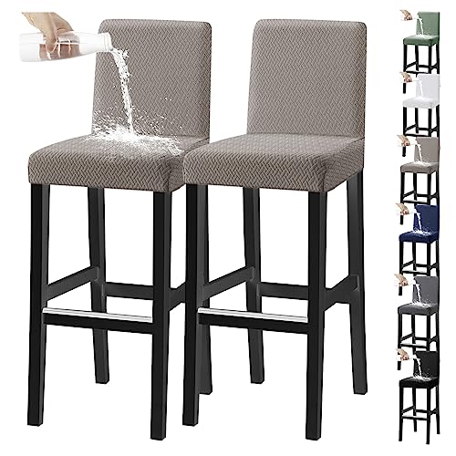 OwkHome Wasserdichtes, Elastisches Barhocker-Schonbezug-Set Mit Universeller Passform for Restaurants Und Gaststätten(Taupe 2pcs) von OwkHome