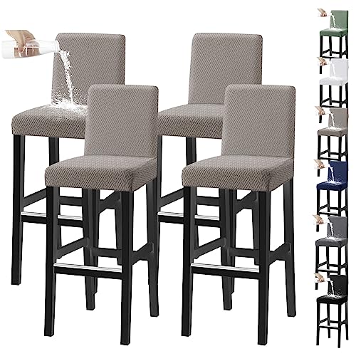 OwkHome Wasserdichtes, Elastisches Barhocker-Schonbezug-Set Mit Universeller Passform for Restaurants Und Gaststätten(Taupe 4pcs) von OwkHome