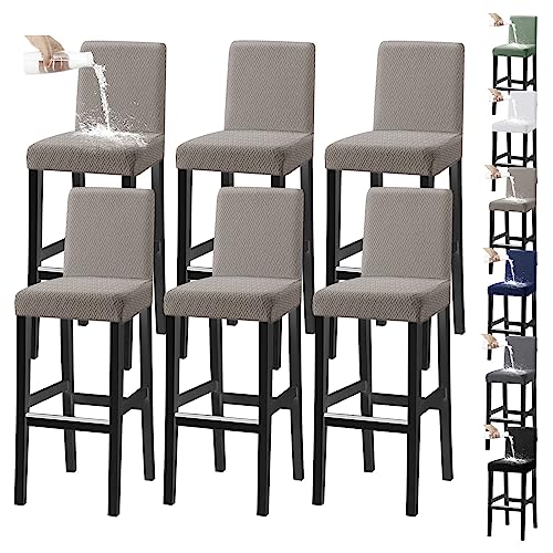 OwkHome Wasserdichtes, Elastisches Barhocker-Schonbezug-Set Mit Universeller Passform for Restaurants Und Gaststätten(Taupe 6pcs) von OwkHome