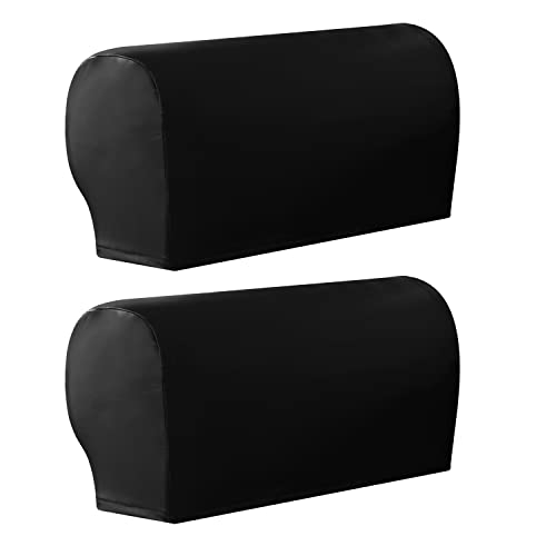 OwkHome Wasserdichtes Armlehnenbezug-Set Aus PU-Leder – Stretch-Anti-Rutsch-Schutz for Möbel(Black) von OwkHome