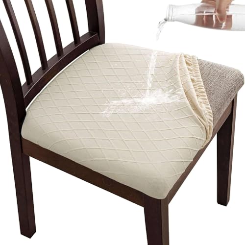 OwkHome Wasserdichtes Sitzbezug-Set for Esszimmerstühle – Schonbezüge for Küche Und Haustierschutz(Beige,6 Pieces) von OwkHome