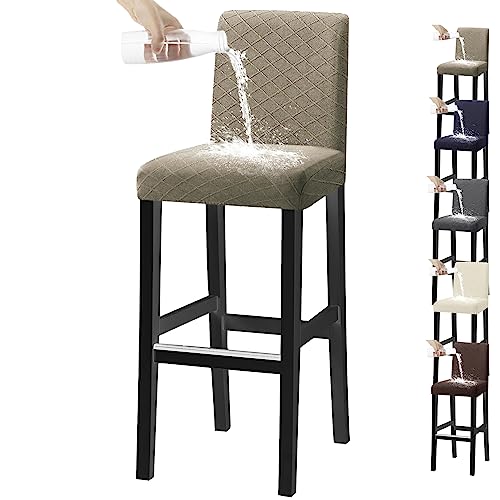 OwkHome Wasserdichtes Stretch-Barhocker-Bezugsset, Universal-Schonbezüge for Dreh- Und Niedriglehner(Taupe 1pcs) von OwkHome
