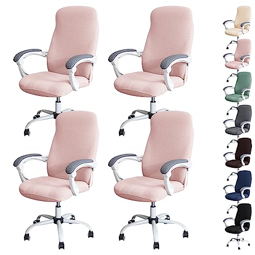 OwkHome Wasserdichtes Stretch-Stuhlbezug-Set for Büro- Und Gaming-Stühle, Universelle Passform Mit Reißverschlussschutz (1/2/4/6 Stück)(Pink 4pcs,Large) von OwkHome