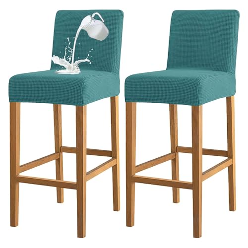 OwkHome Wasserfeste Barhocker-Schonbezüge Mit Sicherem Sitz for Schutz Der Oberfläche(Blue,Set of 2) von OwkHome