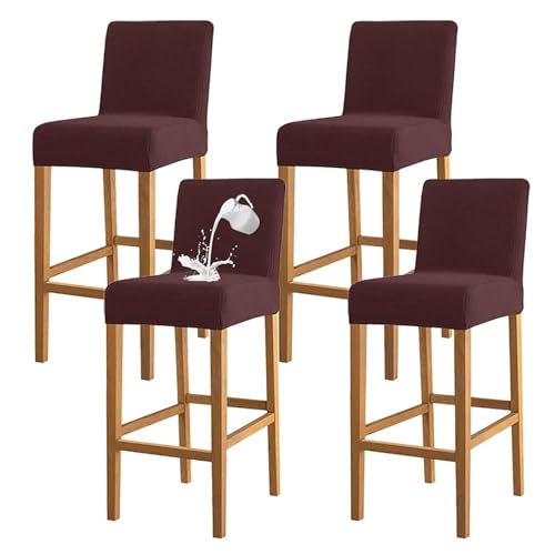 OwkHome Wasserfeste Barhocker-Schonbezüge Mit Sicherem Sitz for Schutz Der Oberfläche(Dark Coffee,Set of 4) von OwkHome