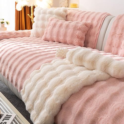OwkHome Wave Plüsch Sofabezug Rutschfester Schnittschutz Verdickter Waschbarer Haustierfreundlicher(Pink,90 * 90cm/35.4 * 35.4in) von OwkHome