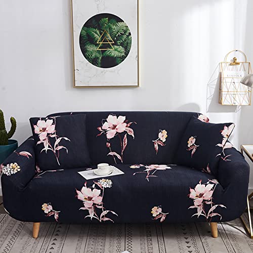 OwkHome Wendbarer Bedruckter Sofabezug for Zweisitzer, Stretch-Sofabezug Mit Rutschfestem Griff for 2-Sitzer-Couches, Maschinenwaschbarer Möbelschutz(A,2 Seater (145-185 cm)) von OwkHome
