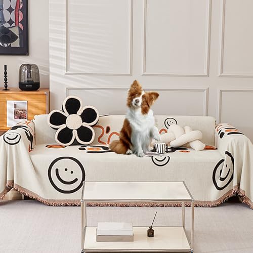 OwkHome Wendbarer Sofabezug Aus Chenille, Doppelseitig, Übergroß, rutschfest, Waschbar, Möbelschutz for Haustiere(Orange,180 * 280cm/71 * 110in) von OwkHome