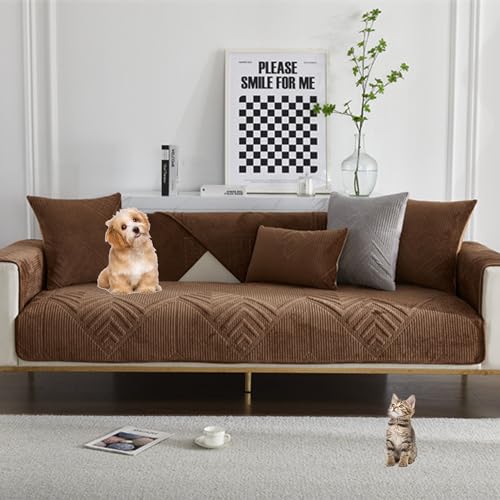 OwkHome Wendbarer Sofabezug Aus Chenille Mit Quasten, Doppelseitiger, Rutschfester, Waschbarer Schonbezug for Anbausofas(Curry,70 * 210cm) von OwkHome