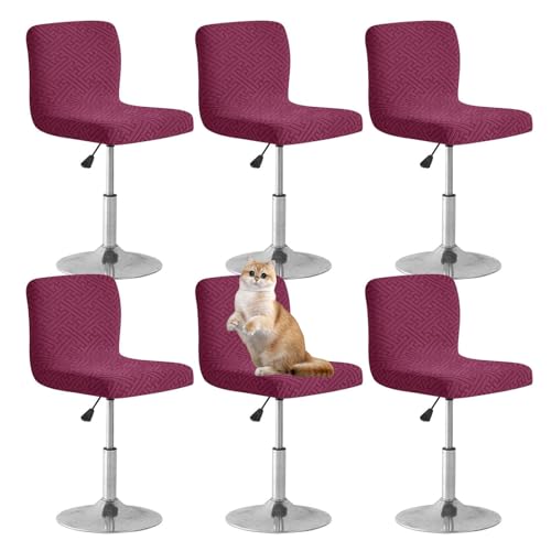 OwkHome Wiederverwendbare Barhocker-Bezüge Mit Rückenlehne, rutschfeste Kneipenstuhl-Schonbezüge, 2er-Set(Burgundy,6 Pack) von OwkHome