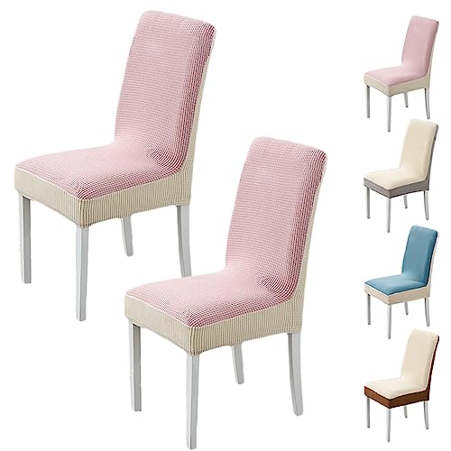 OwkHome Zweifarbiges Stuhlhussen-Set for Esszimmerstühle, Dicker, Dehnbarer Parson-Schonbezug for Hotels Und Restaurants(Pink 2pcs) von OwkHome