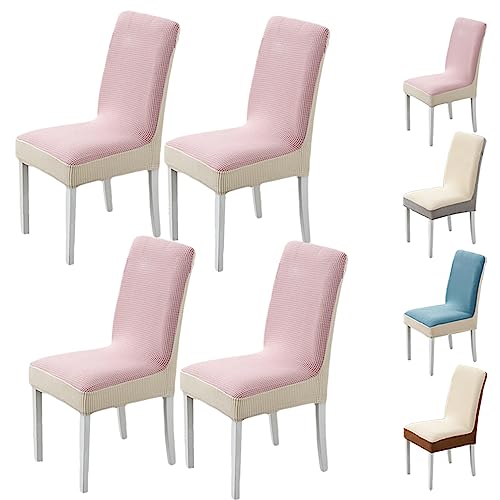 OwkHome Zweifarbiges Stuhlhussen-Set for Esszimmerstühle, Dicker, Dehnbarer Parson-Schonbezug for Hotels Und Restaurants(Pink 4pcs) von OwkHome