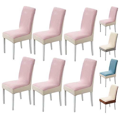 OwkHome Zweifarbiges Stuhlhussen-Set for Esszimmerstühle, Dicker, Dehnbarer Parson-Schonbezug for Hotels Und Restaurants(Pink 6pcs) von OwkHome