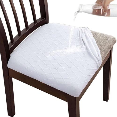 OwkHome wasserdichte, Passgenaue Stuhlhussen for Esszimmerstühle, Katzenresistentes Sitzschutz-Set(White,4 Pieces) von OwkHome