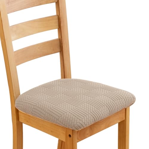 OwkHome wasserdichte, Waschbare Stuhlhussen for Esszimmerstühle – Schutzset Gegen Verschüttete Flecken Und Kratzer(Khaki,4 Pack) von OwkHome