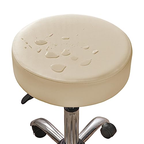 OwkHome wasserdichte Barhocker-Bezüge Aus PU-Leder Mit Elastischer Unterseite, 2er-Pack for Zuhause, Hochzeit, Bar, Restaurant(Beige) von OwkHome