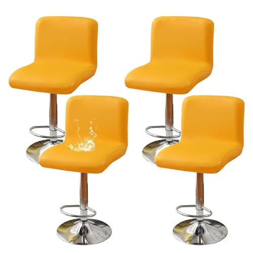 OwkHome wasserdichte Barhocker-Bezüge Im Set Mit Rückenlehnen, Schonbezüge for Barhocker, Haustierresistenter Stuhlschutz(Yellow,4 Pieces) von OwkHome