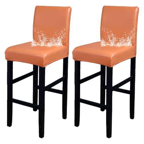 OwkHome wasserdichte Barhocker-Bezüge Mit Rückenlehne, Stretch-Schonbezüge for Kneipenstühle, 2er-Set(Orange) von OwkHome