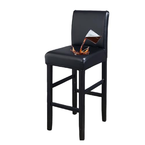 OwkHome wasserdichte Barhocker-Bezüge Mit Rückenlehne, Wiederverwendbare Kneipenhocker-Schonbezüge for Küche Und Esszimmer(Black,Set of 6) von OwkHome