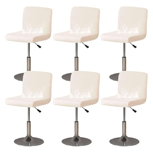 OwkHome wasserdichte Barhocker-Schonbezüge Mit Rückenlehne, Stretch-Esszimmerstuhl-Bezüge-Set(Beige,Set of 6) von OwkHome
