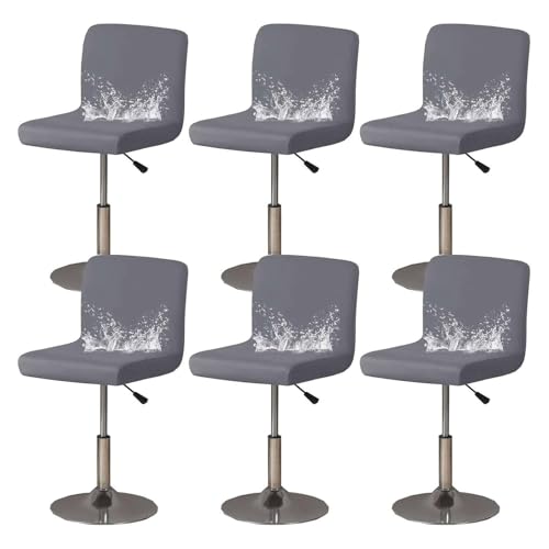 OwkHome wasserdichte Barhocker-Schonbezüge Mit Rückenlehne, Stretch-Esszimmerstuhl-Bezüge-Set(Dark Gray,Set of 6) von OwkHome