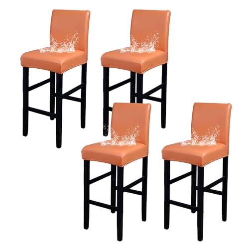 OwkHome wasserdichte Barhocker-Schonbezüge – Stretch-Kneipenhocker-Schutz Mit Rückenlehne(Orange,Set of 4) von OwkHome