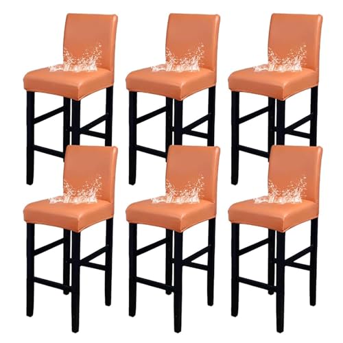 OwkHome wasserdichte Barhocker-Schonbezüge – Stretch-Kneipenhocker-Schutz Mit Rückenlehne(Orange,Set of 6) von OwkHome