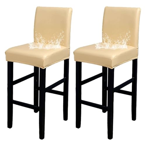 OwkHome wasserdichte Barhocker-Schonbezüge – Stretch-Kneipenhocker-Schutz Mit Rückenlehne(Yellow,Set of 2) von OwkHome