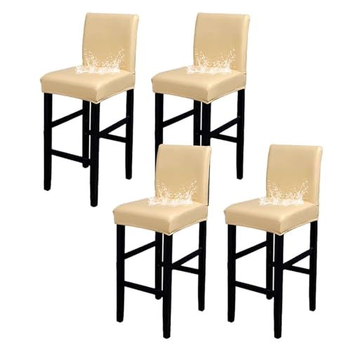 OwkHome wasserdichte Barhocker-Schonbezüge – Stretch-Kneipenhocker-Schutz Mit Rückenlehne(Yellow,Set of 4) von OwkHome