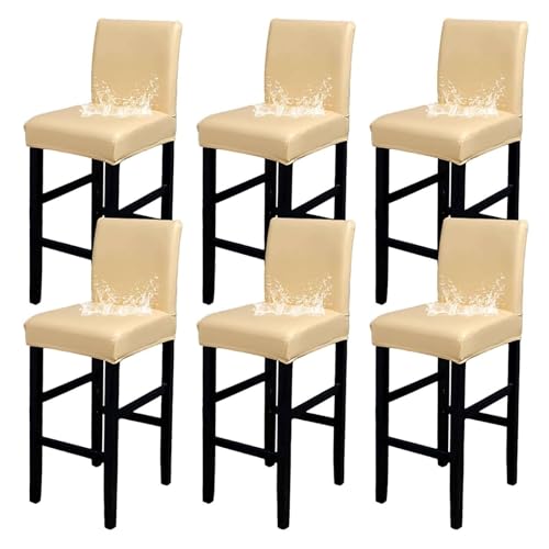OwkHome wasserdichte Barhocker-Schonbezüge – Stretch-Kneipenhocker-Schutz Mit Rückenlehne(Yellow,Set of 6) von OwkHome
