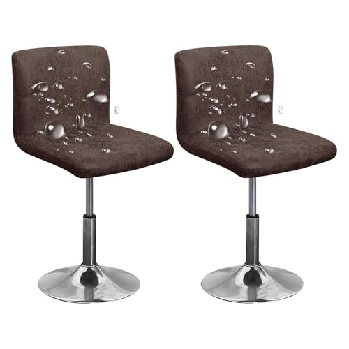 OwkHome wasserdichte Barhockerbezüge Aus Kunstleder, 2er-Set, Schonbezüge Mit Niedriger Rückenlehne for Barhocker In Küche Und Kneipe(Coffee) von OwkHome