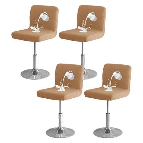 OwkHome wasserdichte Barhockerbezüge Mit Rückenlehne, Waschbares Stretch-Schonbezug-Set for Esszimmerstühle In Der Küche Zu Hause(Khaki,4 Pack) von OwkHome