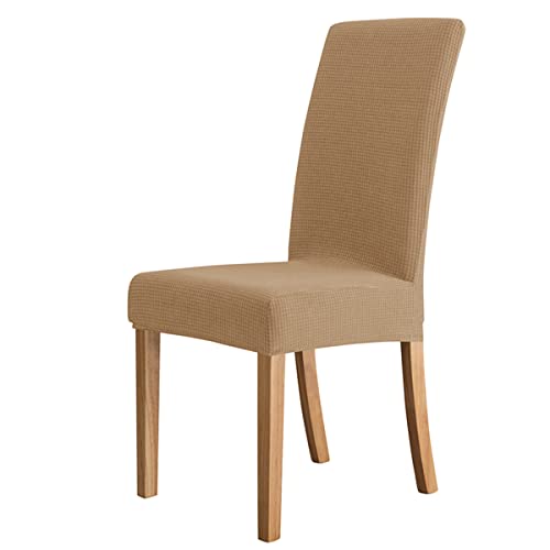 OwkHome wasserdichte Jacquard-Esszimmerstuhl-Schonbezüge, Waschbar, Abnehmbare Protektoren(Khaki,6 Pieces) von OwkHome