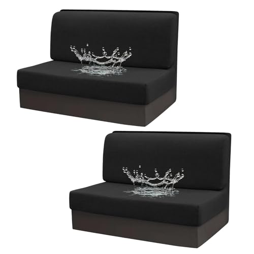 OwkHome wasserdichte Kissenbezüge for Die Sitzbank Im Wohnmobil, 2er-Set, Passender, Waschbarer Möbelschutz(Black) von OwkHome