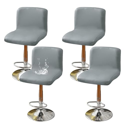 OwkHome wasserdichte Schonbezüge for Drehbare Barhocker, Stuhlschoner Aus PU-Leder Mit Gummiband – 4er-Set(Light Grey,Set of 4) von OwkHome