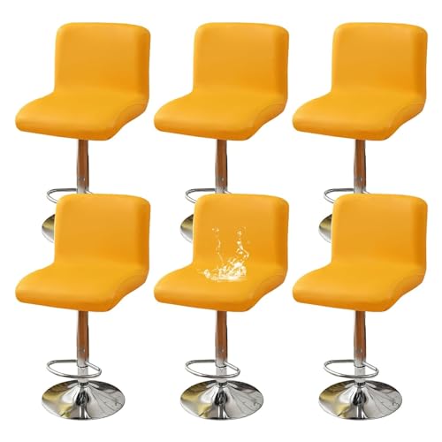 OwkHome wasserdichte Schonbezüge for Drehbare Barhocker, Stuhlschoner Aus PU-Leder Mit Gummiband – 4er-Set(Yellow,Set of 6) von OwkHome