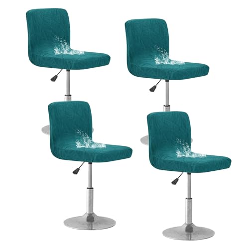 OwkHome wasserdichte Stretch-Barhocker-Schonbezüge Mit Rückenlehne, Elastisches Stuhlhussen-Set for Esszimmerstühle(Blue,Set of 4) von OwkHome