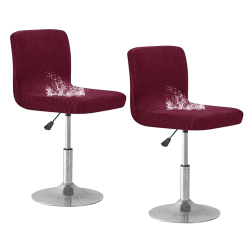 OwkHome wasserdichte Stretch-Barhocker-Schonbezüge Mit Rückenlehne, Elastisches Stuhlhussen-Set for Esszimmerstühle(Burgundy,Set of 2) von OwkHome